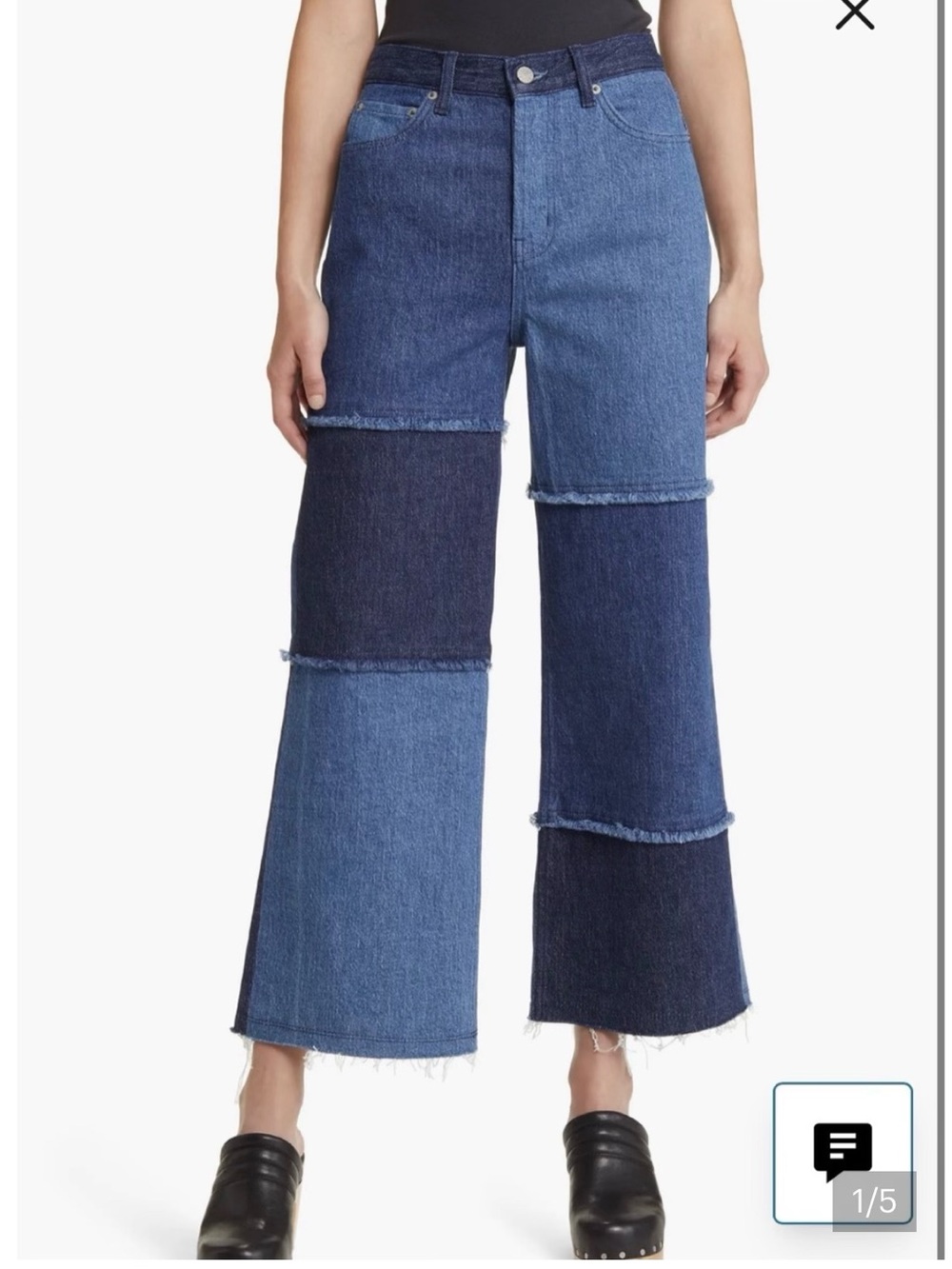 Rails Patchwork Wide-Leg Jeans - Multiple Blue Denim Sz 32      Bx3
